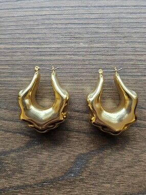 J. Crew Womens Lightweight Sculpted Hoop Earrings Burnished Gold Color